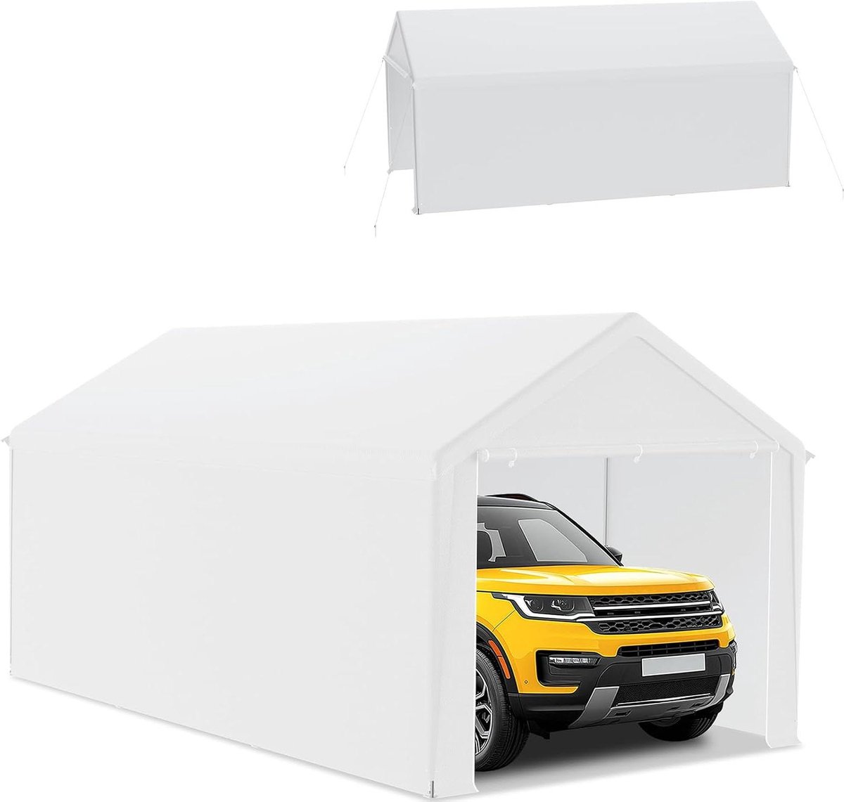 Carport Tent - Opbergtent Voortent - Voertuigen Beschermen - Robuuste PE Hoes - 3 x 6 m - Wit