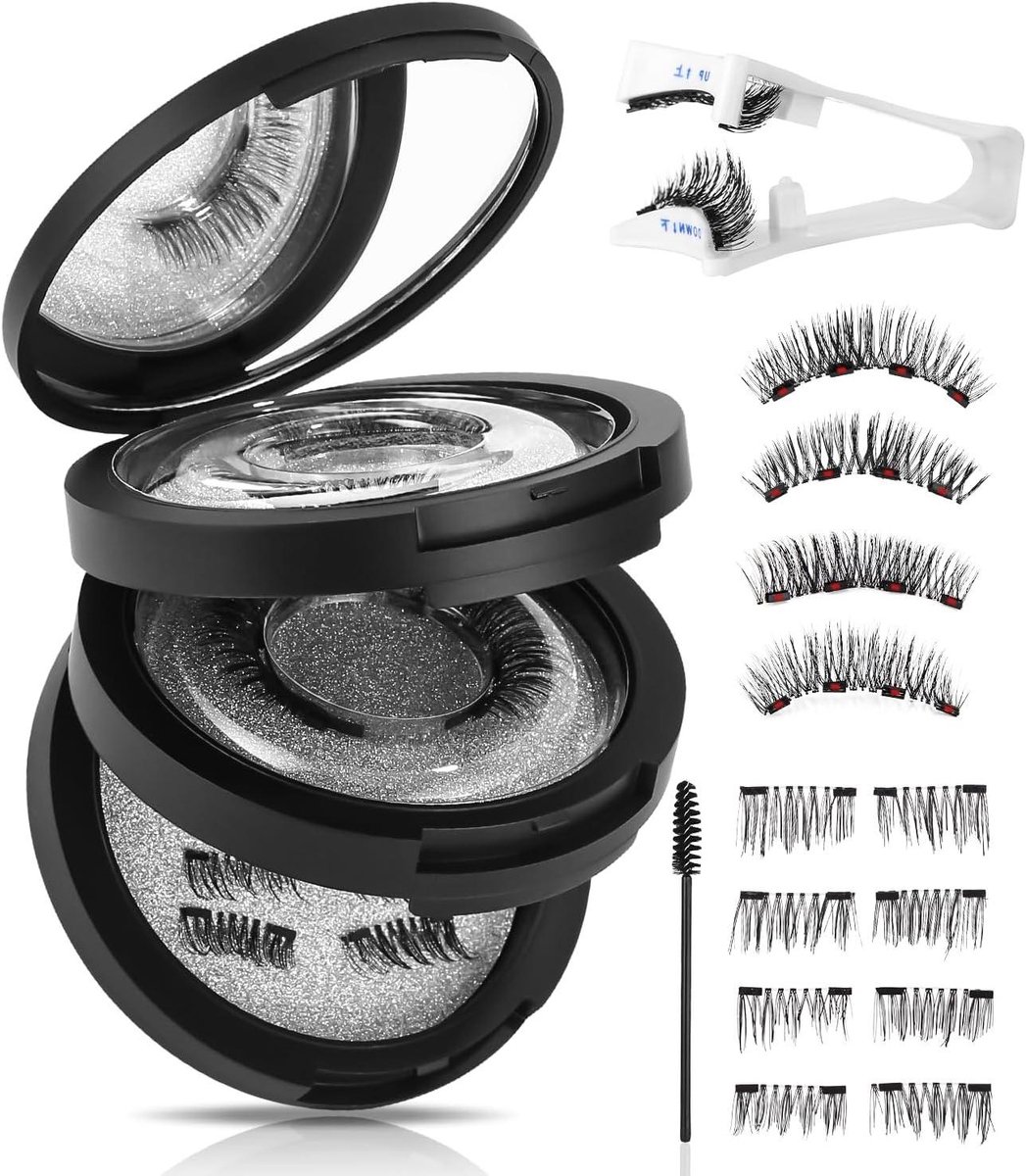 Magnetische Wimpers - Valse Wimper Set - Mooier Oog Make-up - Lijmvrij & Herbruikbaar - 4 Paar - Zwart