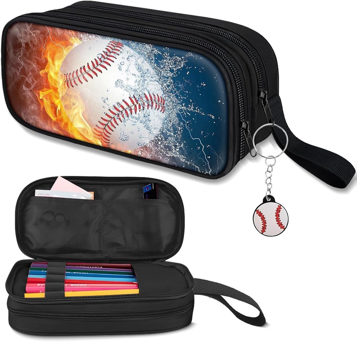 Grote etui - Pennenzak organizer - Schoolspullen opbergen - Waterdicht en krasbestendig - Ruime capaciteit - Honkbal design