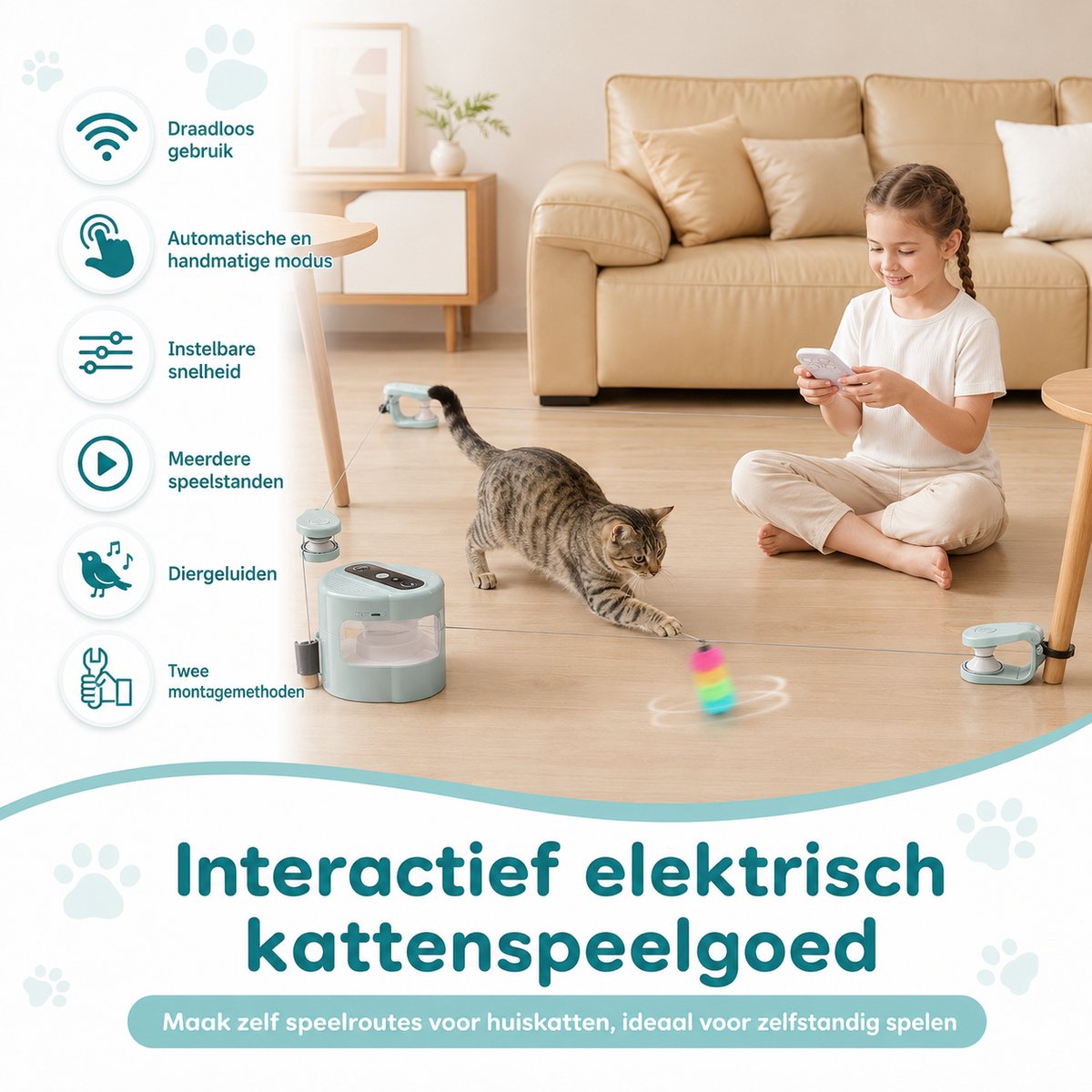 Intelligent Kattenspeelgoed - Elektrisch - Afstandsbediening - Groen thumbnail 6