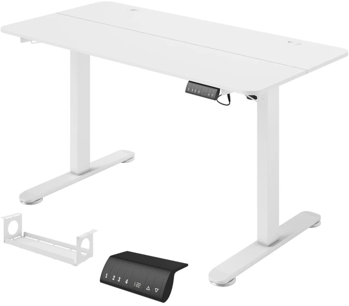 Zit-sta Bureau - Elektrisch Verstelbaar - Zit Sta Bureau - In Hoogte Verstelbaar - 4 Geheugen Standen - Anti-botsingstechnologie - Computerbureau - Computer Tafel - Bureautafel - Desk - Game Bureau - Wit