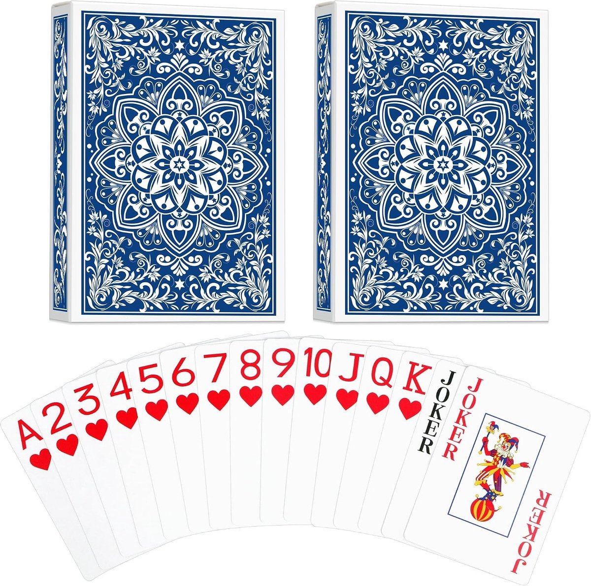 Professionele speelkaarten met jumbo index - 2 stuks voor poker, romme en blackjack - Hoogwaardige kwaliteit voor gezelschapsspellen en party's