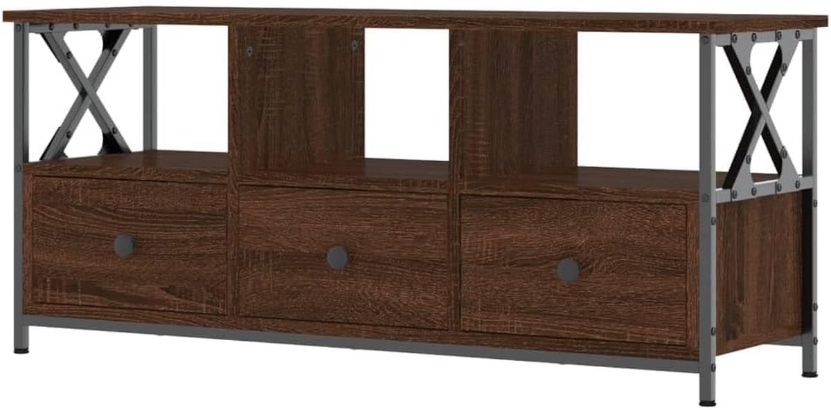 TV-kast - Mediameubel Dressoir - Opbergen Entertainment - Industriële stijl - 102 x 33 x 45 cm - Eikenlook bruin
