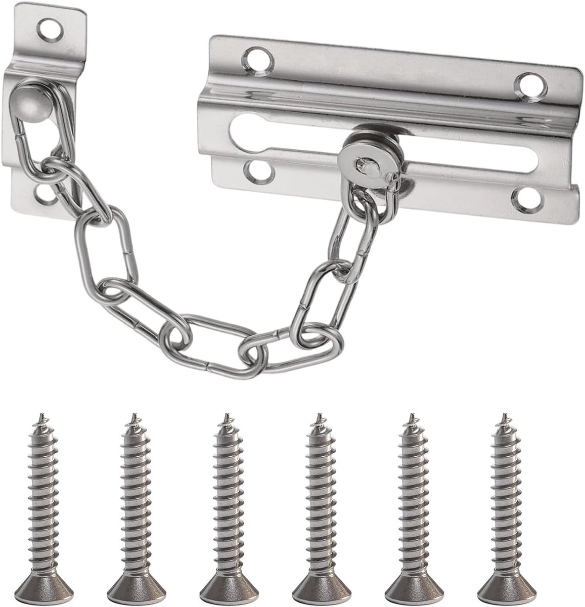 Deurketting met Schroeven - Zilverkleurig - Voor Deurbeveiliging in Huis of Hotel