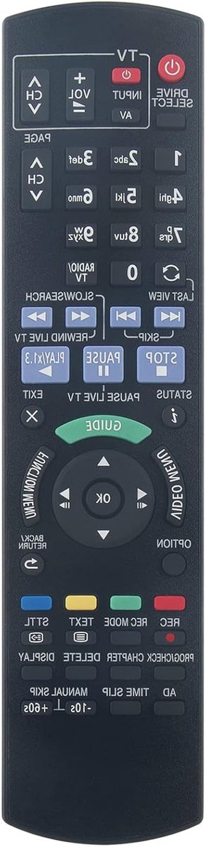 Afstandsbediening - Afstandsbediening Vervanging - DVD Recorder Bediening - Geen Programmering Nodig - 12 x 4 cm - Zwart