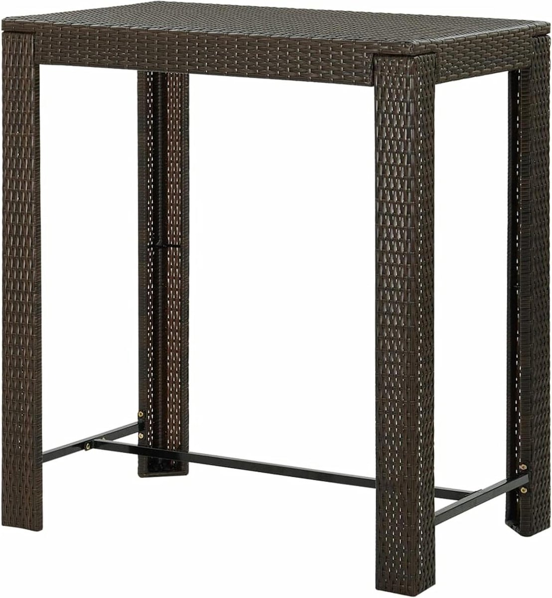 Hoge tuintafel - Terrastafel bartafel - Buiten dineren - Gepoedercoat stalen frame - 100 x 605 x 1105 cm - Bruin