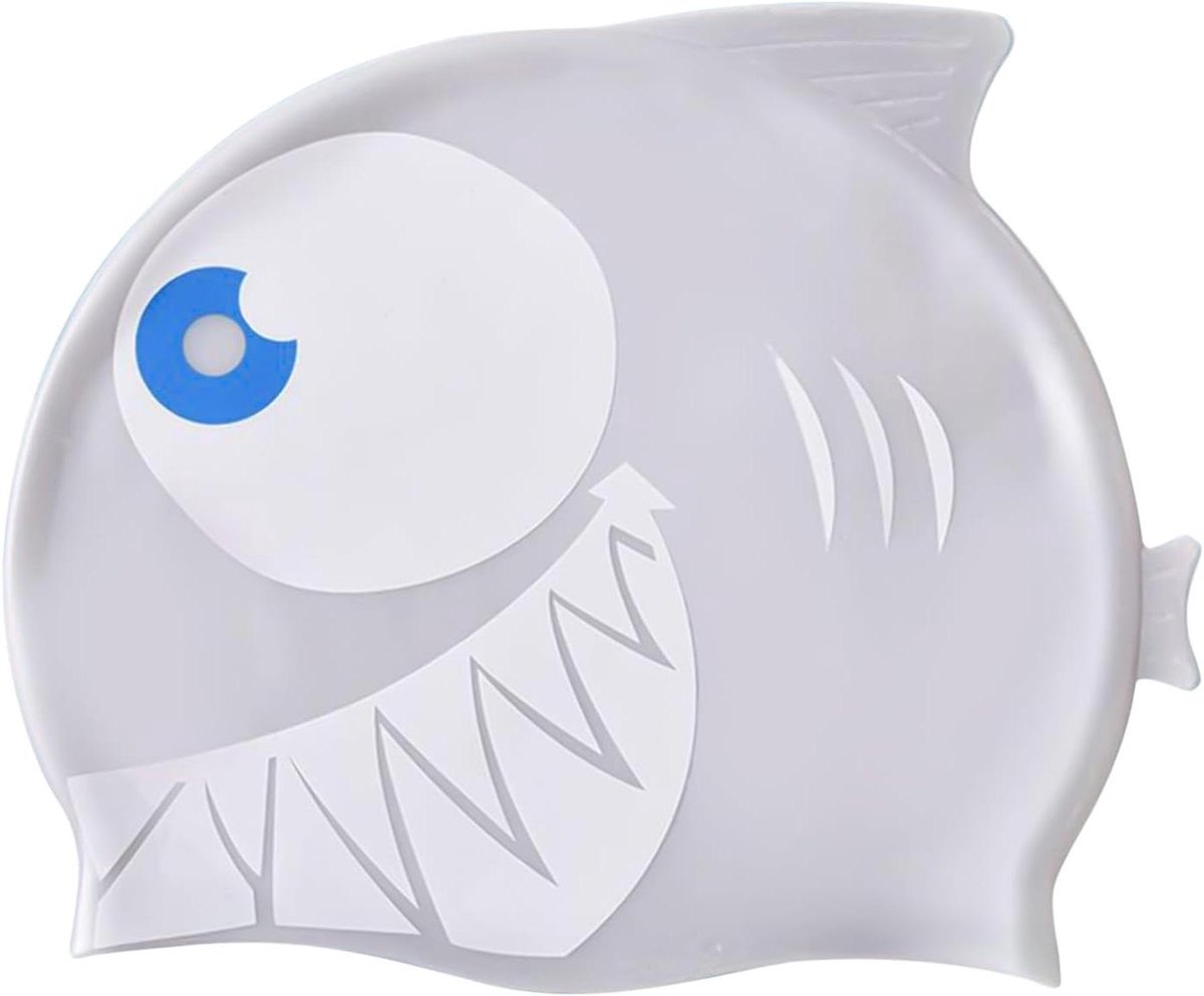 Badmutsen Haai Cartoon - Siliconen Hoed - Zwemmen en Watersport - Waterdicht en Comfortabel - 21x19.5 cm - Grijs