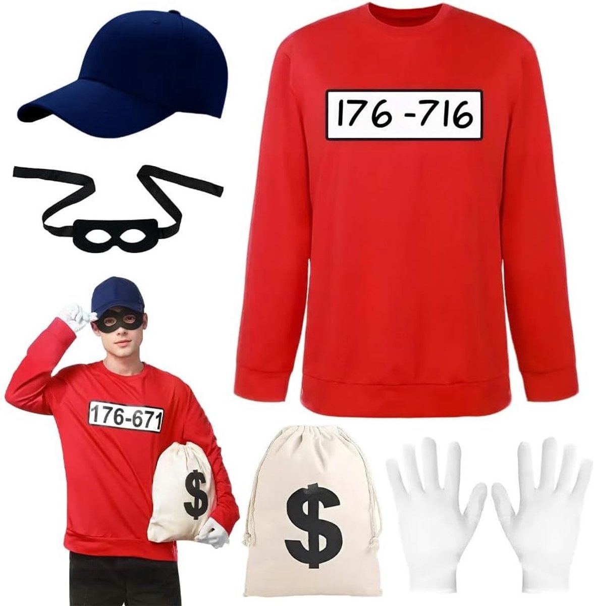 Lange mouwen shirt voor rovers en gauners | Pantserkraker kostuum voor heren, complete party-outfit met accessoires voor carnaval en themafeesten