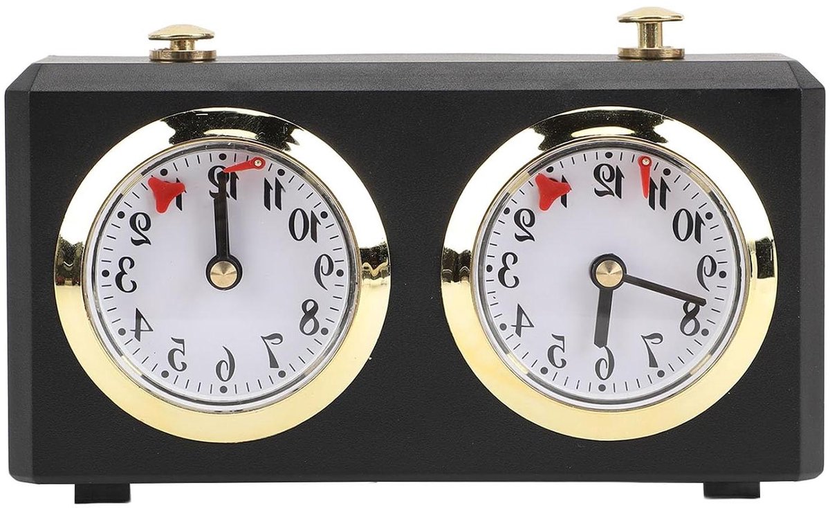 Analoge Schaakklok - Mechanische Timer - Schaken en Spellen - Zonder Batterijen - 15.4 x 5.5 x 9 cm - Zwart