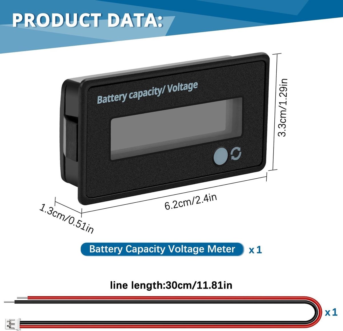 Batterijtester - Groen - 1 Button - LCD Batterijcapaciteit Meter - Voor 12V tot 48V Batterijen