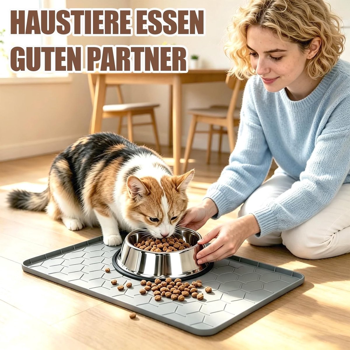 Voermat voor Honden en Katten - Grijs - 48 x 30 cm - Waterdichte Siliconen met Antislip - Voor Binnengebruik