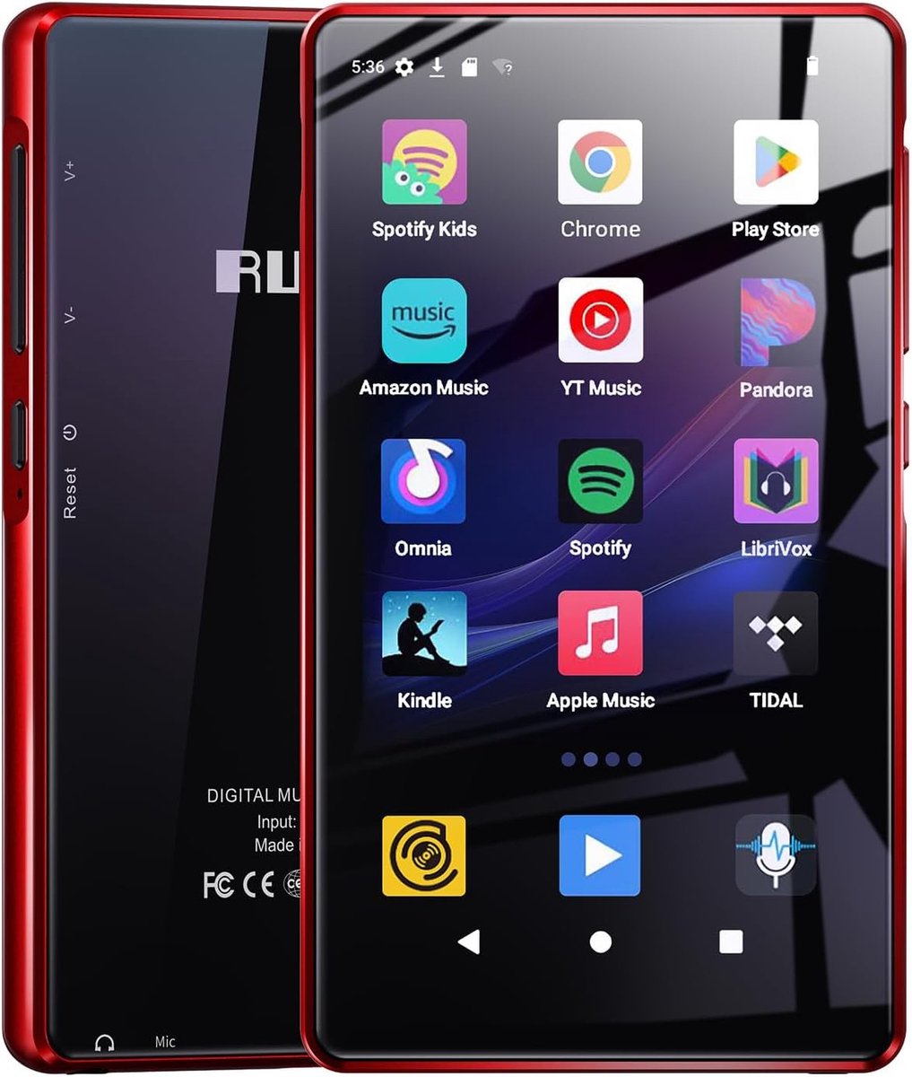 Mp3 speler spotify - Zwart - 4,5 inch - Android Muziekspeler met Bluetooth en 2000 mAh Accu - Voor Kinderen