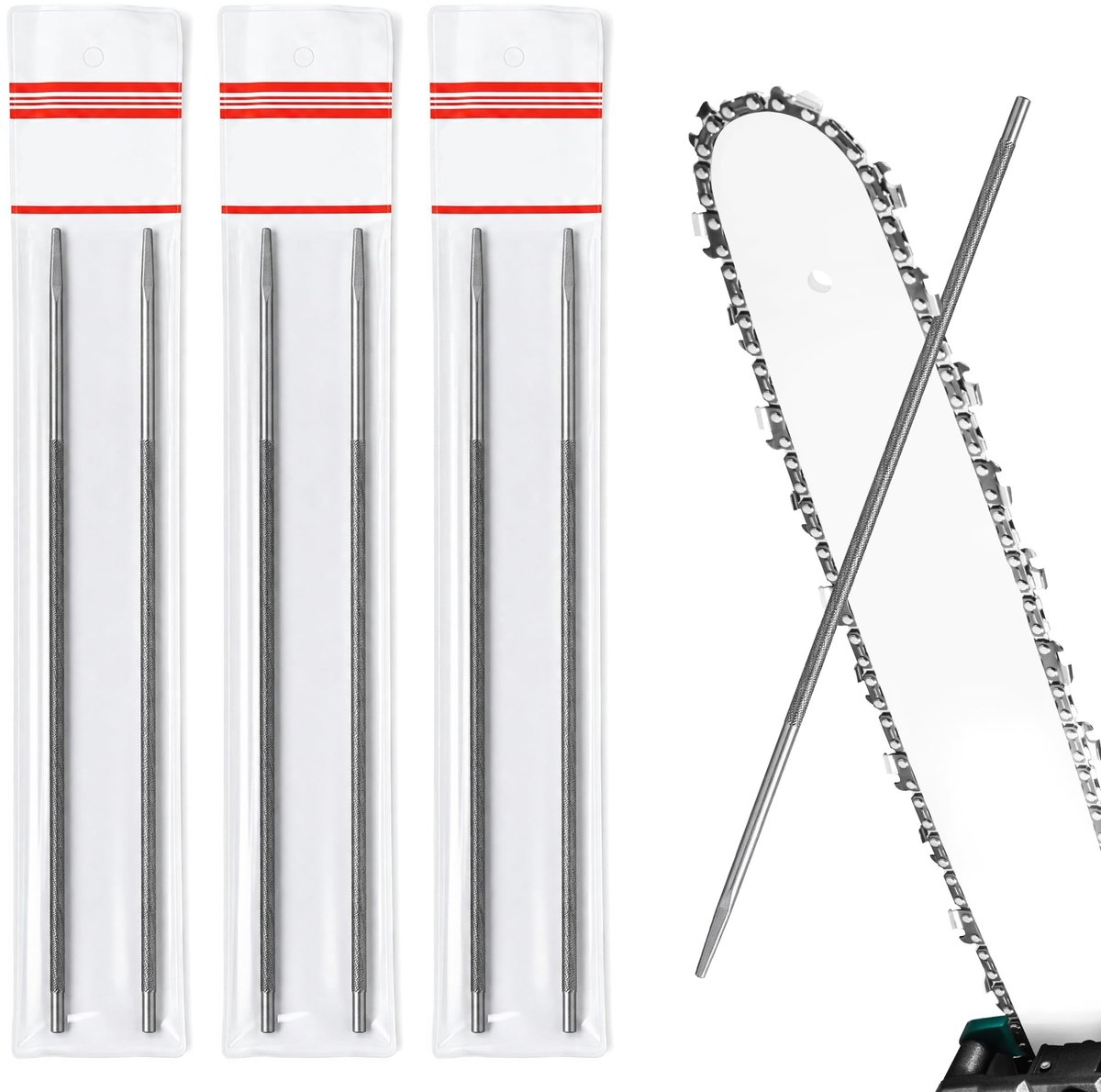 Omgoods - Set van 6 Rondvijlen voor Kettingzagen 4 mm