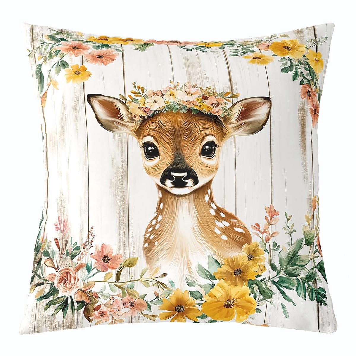 Kussenhoes Dierenprint 45x45 cm voor Kinderen, Bruinbeige