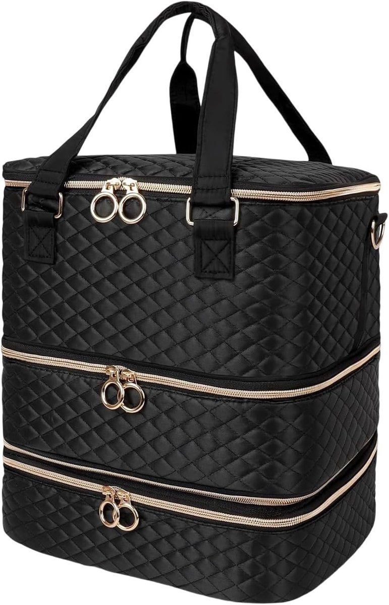 Dubbele Laag Nagellak Organizer Tas voor 84 Flesjes - Ideaal voor Nagelstudio, Mobiele Nagelset en Nagelaccessoires - Zwart