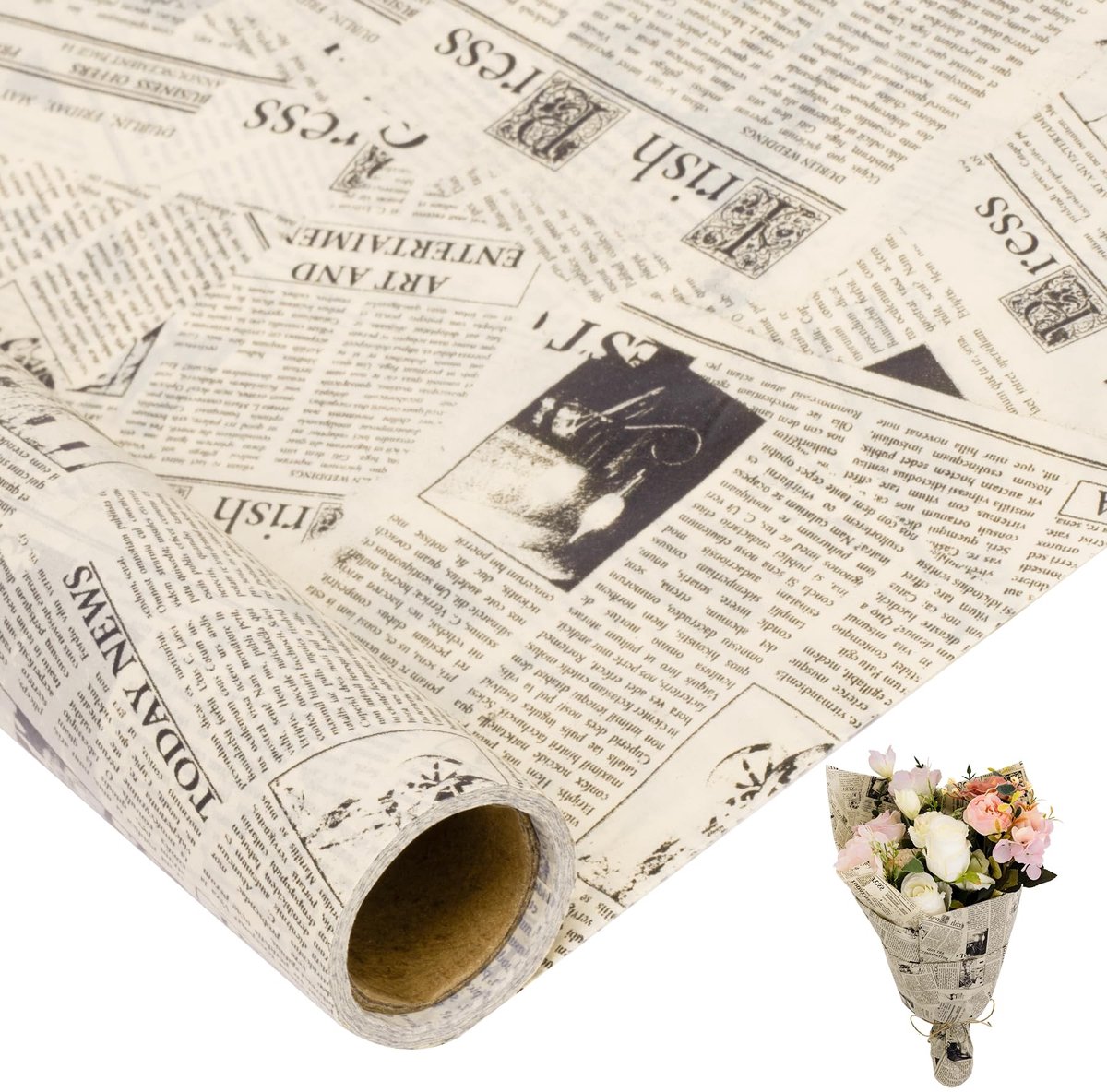 Omgoods - Vintage Bloemige Tissue Papier Rol voor Verpakking