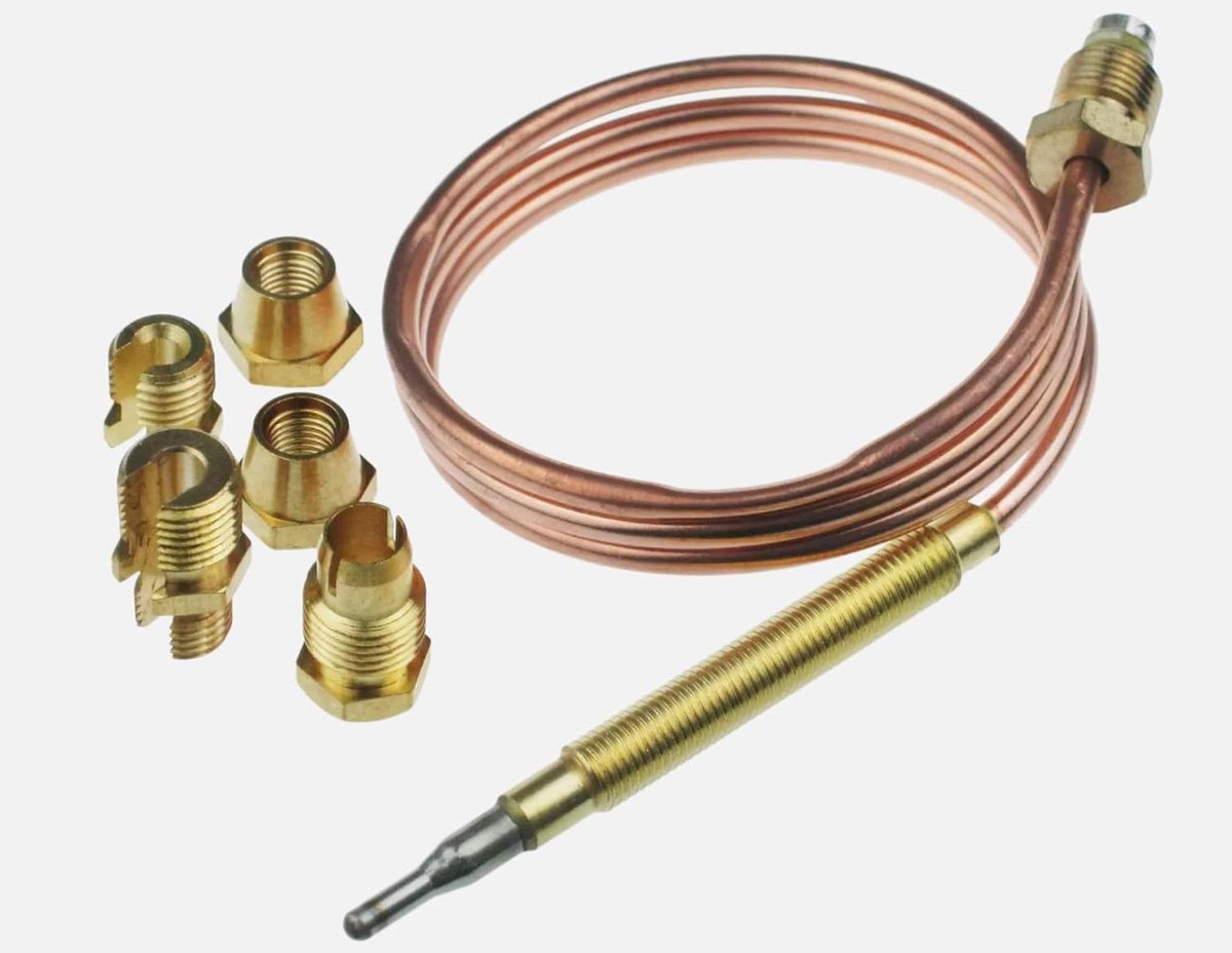 Universeel Thermokoppel - Gas Oven Sensor - Kooktoestel Reparatie - Verstelbare Opzetstukken - 60 cm Lengte - Metaal