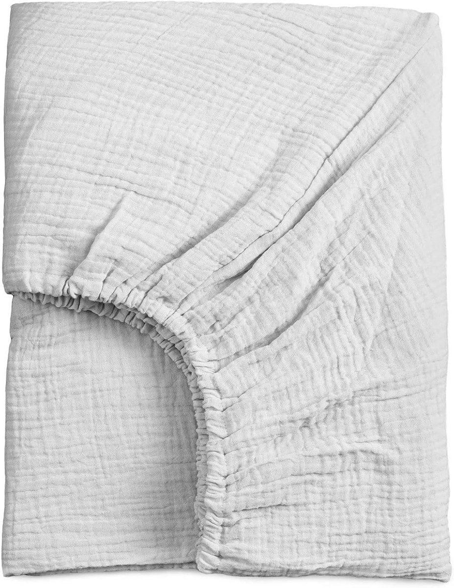 Mousseline Hoeslaken Wieg - Baby Hoeslaken - Comfortabel Slapen - Voorgewassen Zachtheid - 28 x 52 Inch - Grijs