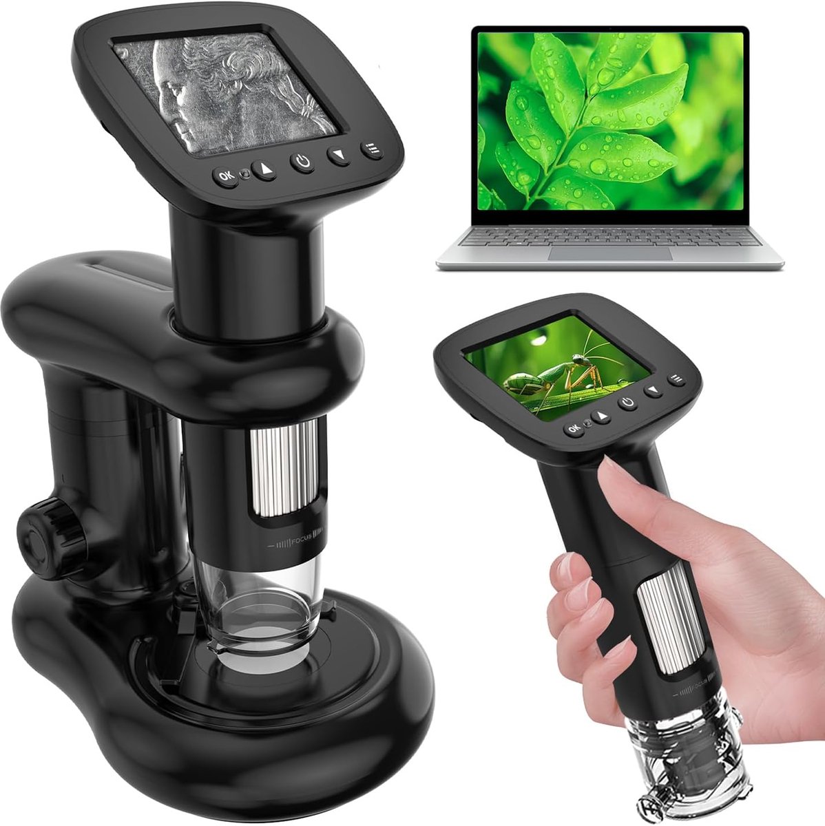 Bobypet - Digitale Kinder microscoop met Scherm - Draagbare Microscoop 1000x Zoom - Educatief Cadeau voor Jongens en Meisjes -Zwart