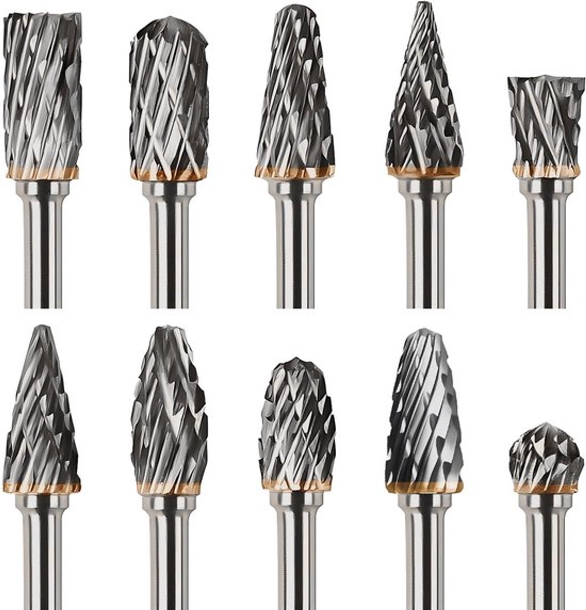 SnelShoppen - Carbide Freesboren met Dubbele Snede 1/8 Inch, 3mm Schacht, 10 Stuks, Snij- en Slijpgereedschap voor Dremel, Metaal Polijsten en Bewerke