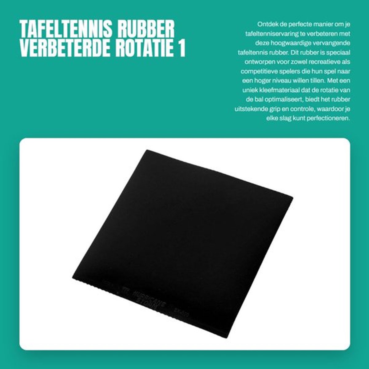 Tafeltennisrubber - Vervangend Rubber - Verbeterde Rotatie - Schokbestendig - Lichtgewicht - Afmetingen 18 x 18 x 2 cm - Pingpongrubber