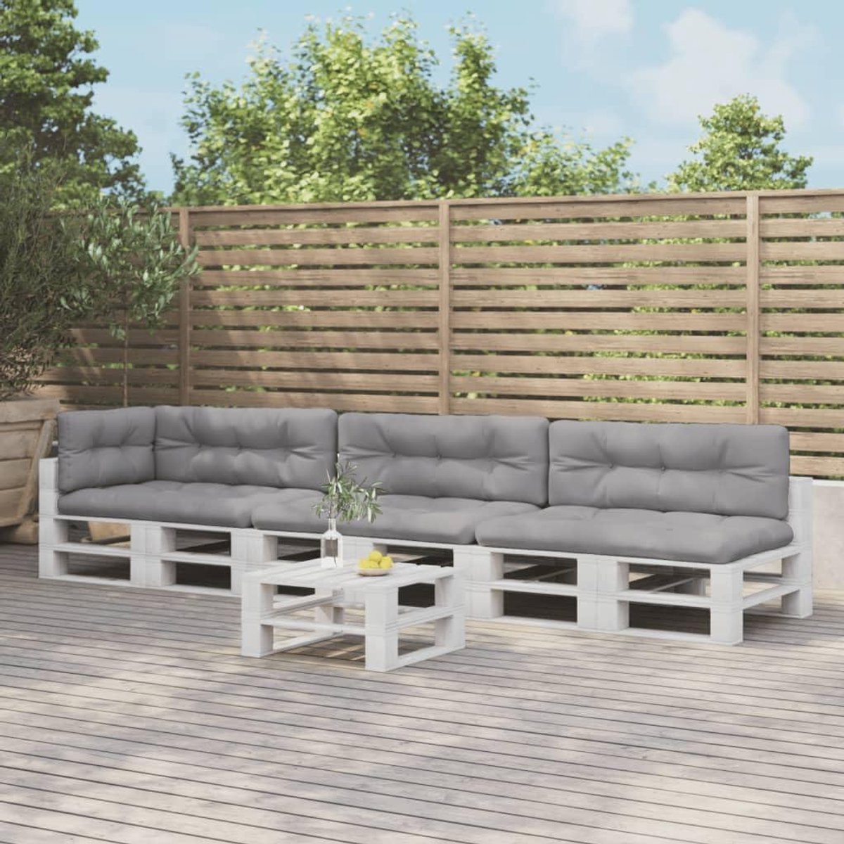 Palletkussens Set - Buiten Kussens - Terras Meubilair - Waterafstotend Polyester - 7-delig - Grijs