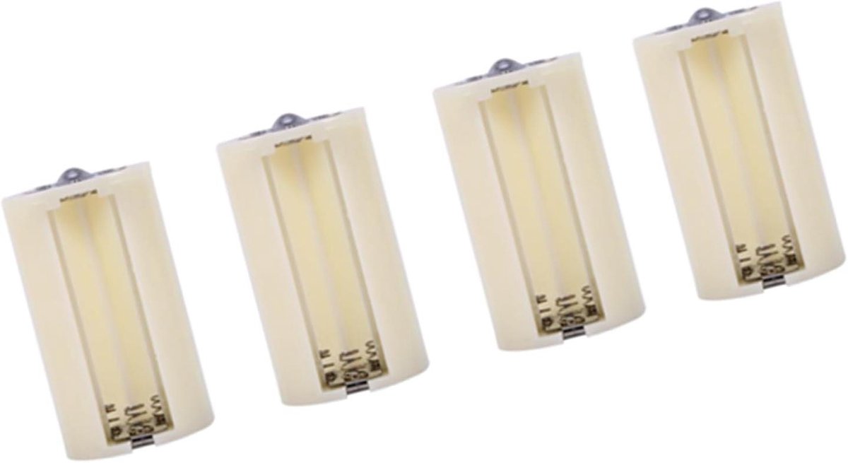 Batterij Adapter Converters - AA naar D Adapter - Elektronica Gebruik - Milieuvriendelijk Materiaal - 4 Stuks - Wit