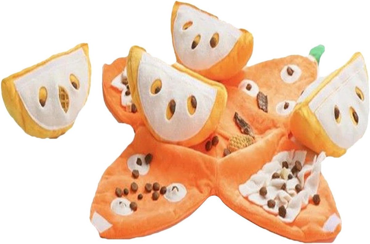 Hond Snuffelmat - Voederpuzzel Speelgoed - Mentale Stimulatie - Zachte Pluche Stof - 26 cm - Oranje
