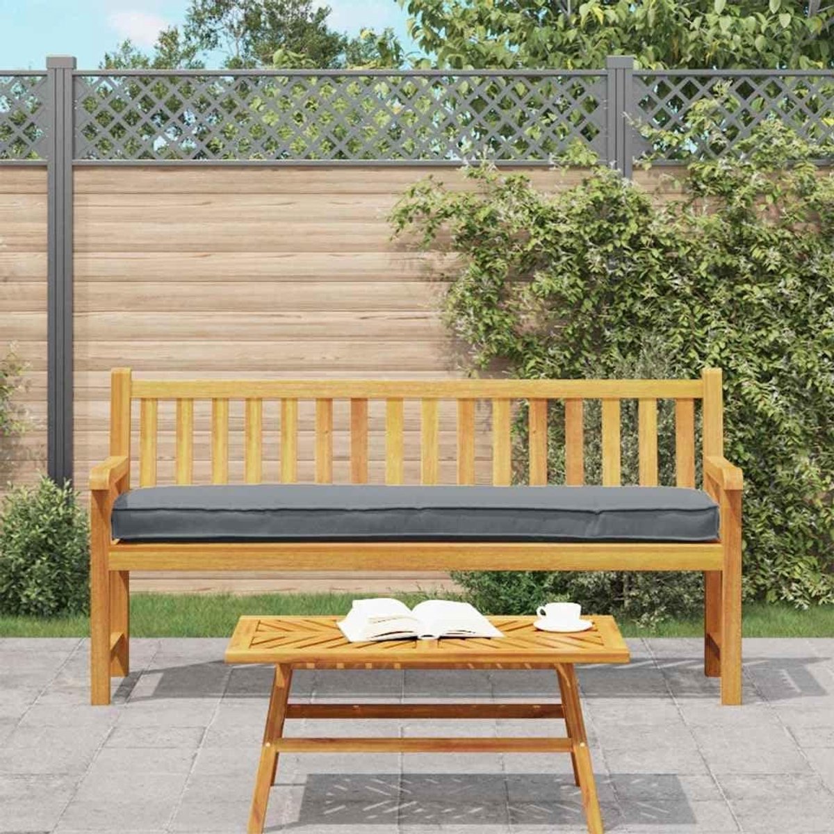 Palletkussenset 2 stuks - Tuinkussens Palletbank - Buiten Zitten - Waterafstotende Coating - 200 x 40 x 8 cm - Antraciet