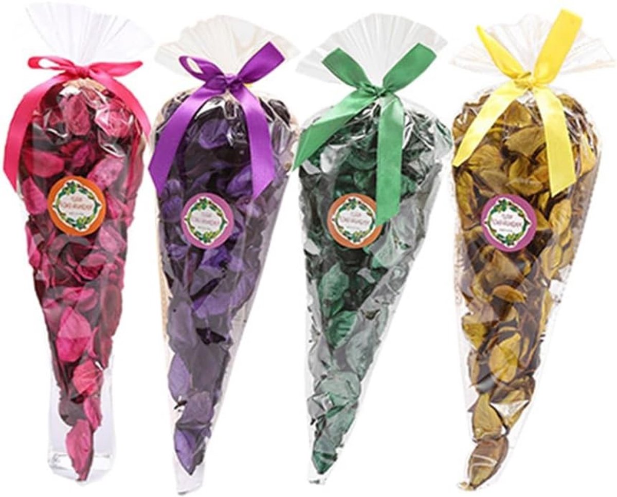 4 Stuks Geurende Potpourri Zakjes met Rozen, Jasmijn, Lavendel en Citroen - Natuurlijke Bloemen voor Huisparfum, Luchtverfrisser en Aromatherapie 159g