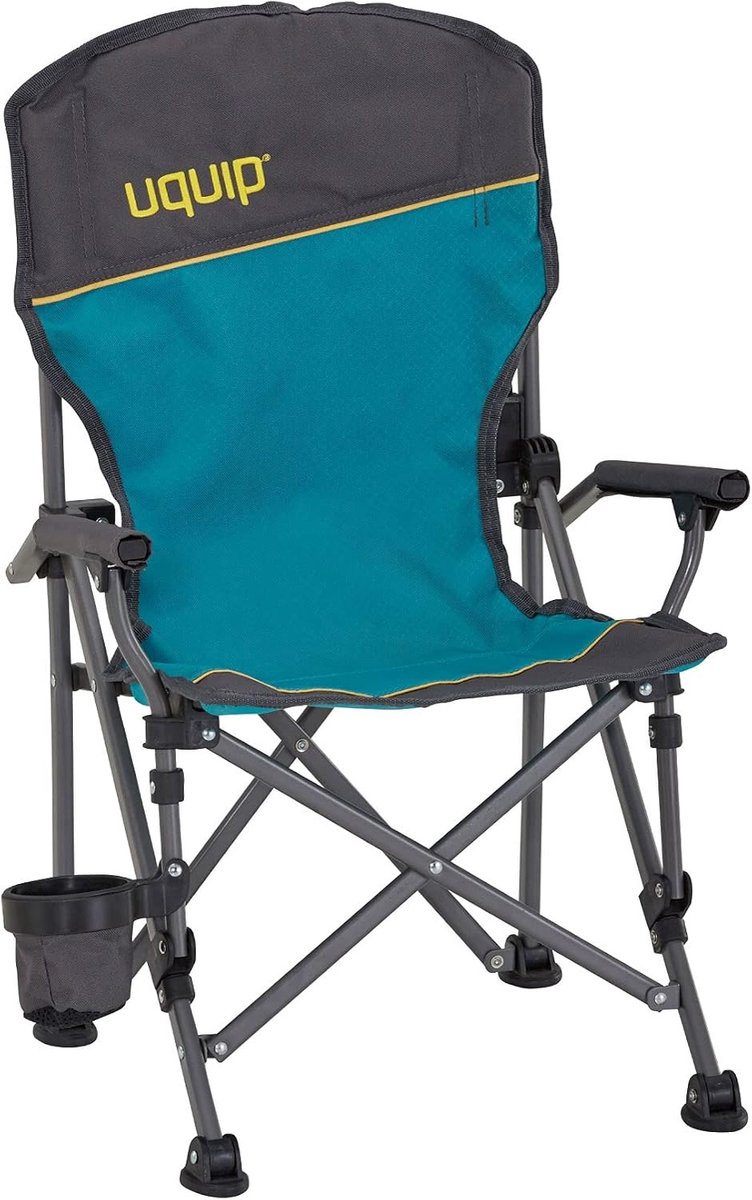 Campingstoel kind - Blauw - 38 x 42 x 67 cm - Stalen Strandstoel met Bekerhouder en Kinderbeveiliging