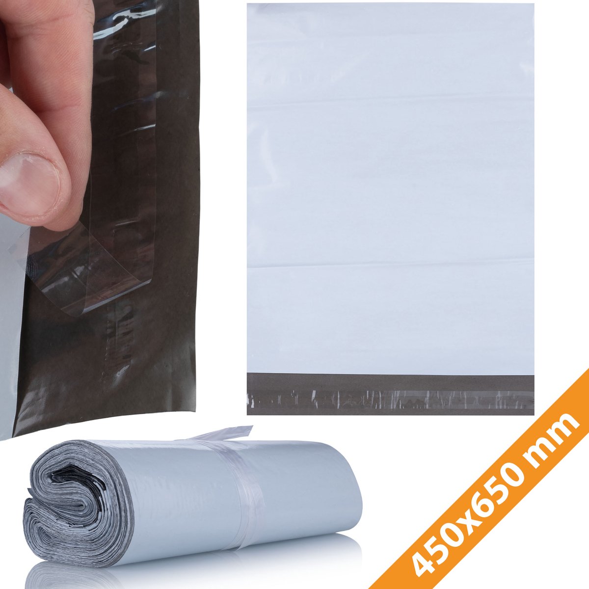 Rosfix Verzendzak Koerier - Zelfklevend Wit LDPE - 450x650 mm 50µm - 100 Stuks voor Verzending