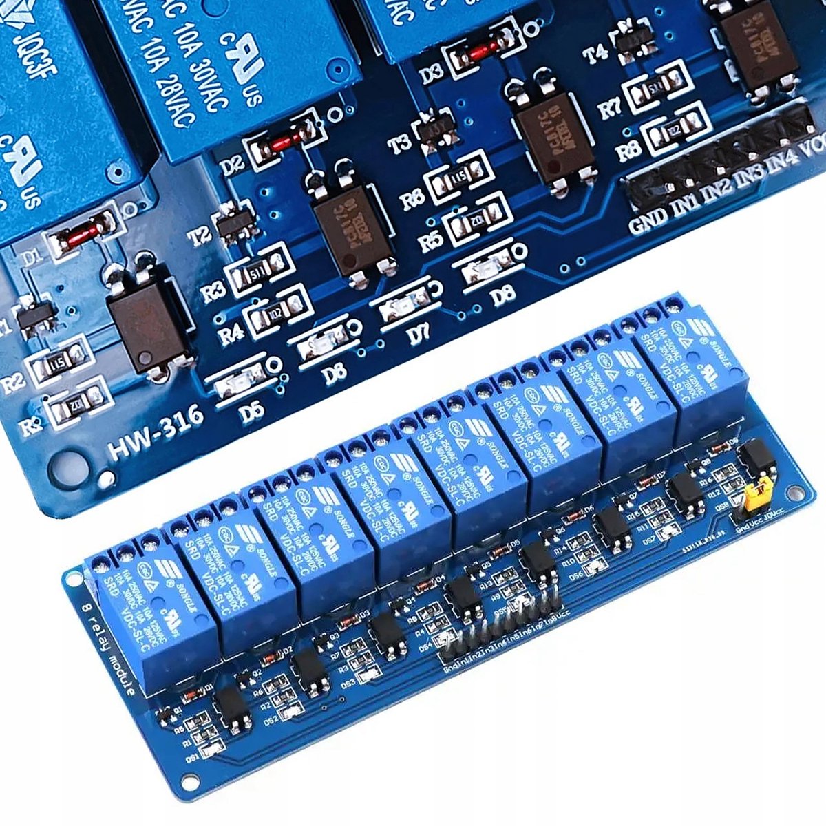 Rosfix 8-Kanaals Relaismodule - 5V met Optische Isolatie - 10A Schakelstroom, 137x57x19mm - Geschikt voor Arduino