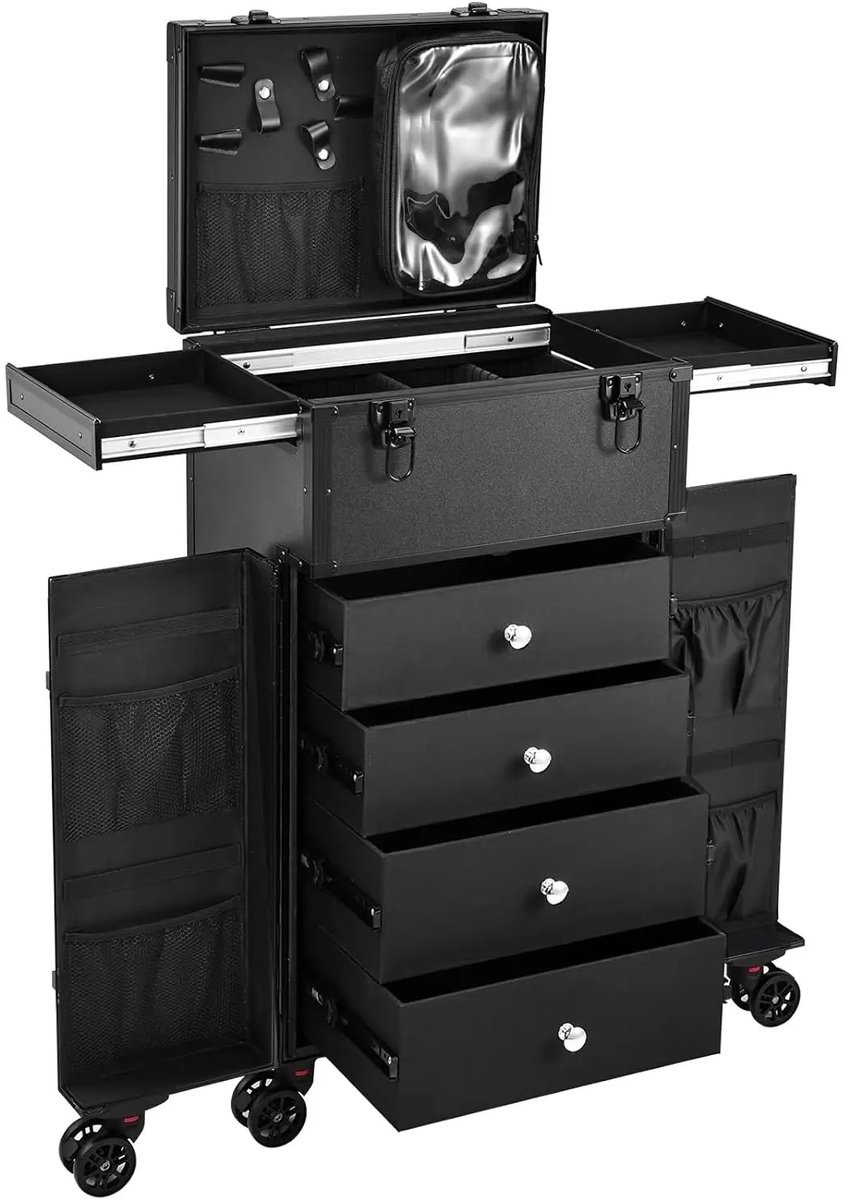 Lamor Make-up Koffer - Kapperskoffer - Multifunctionele Trolley - Koffer - Koffers - Veelzijdig - 45,5 x 36,5 x 78 cm - 15,6 kg -