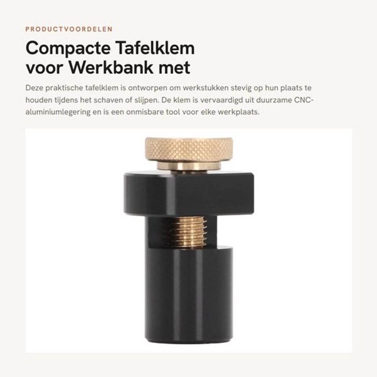 Tafelhanger met 19 mm tafelvergrendeling - Compact formaat - CNC-aluminiumlegering - Roestvrijstalen kopschroef - Werkstuk stopper - Geschikt voor werkbank - Bankhond
