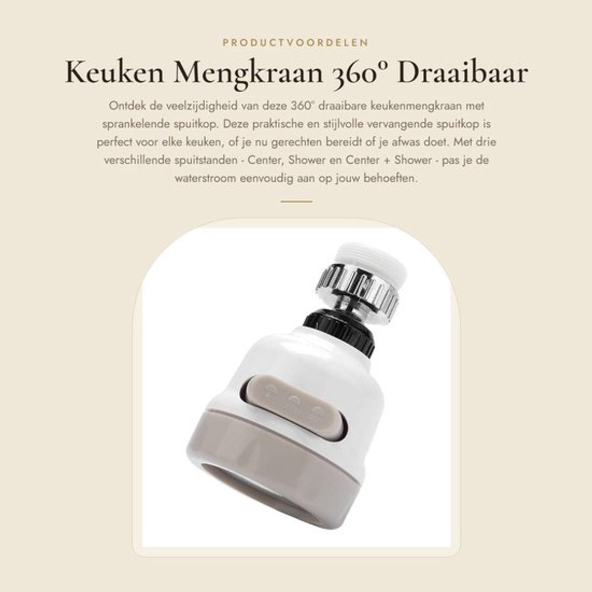 Keukenkraan 360° draaibaar - Keukenkraan met sproeikop - Keukenkraan met 3 spuitstanden - Keukenkraan voor eenvoudige installatie - Keukenkraan van roestvrij staal - Duurzaam en gebruiksvriendelijk - Kraanmond