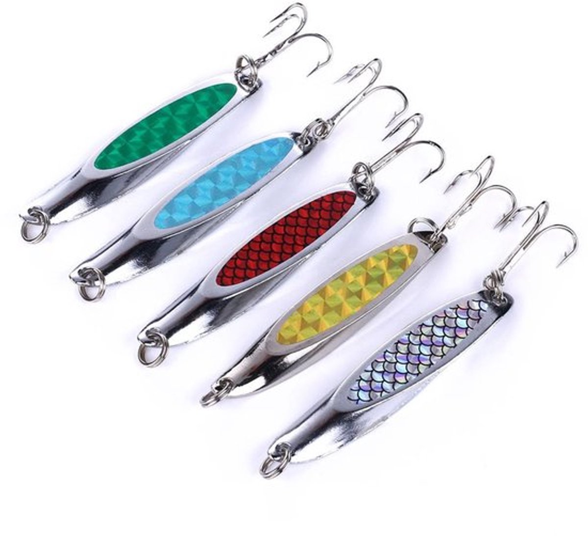 Metalen Lepels 5 Stuks - Roterende Vissersset - Roestvrij Staal - Hoog Koolstofstaal - Anticorrosie Coating - 7 cm Lang - Vislures