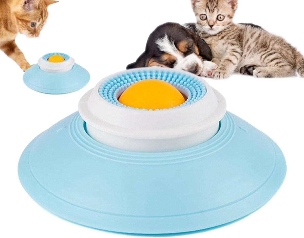 Hond Slow Feeder - Hond Lick Toy - Honden Voeden - Draaiende Bal Design - 14.5 x 5.5 cm - Geel