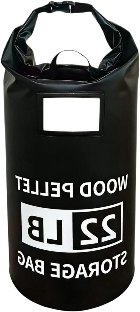 Houtpellet Container - Brandstof Opslagzak - Grill Accessoires Opslag - Veilige Rolsluiting - 10 kg - Zwart