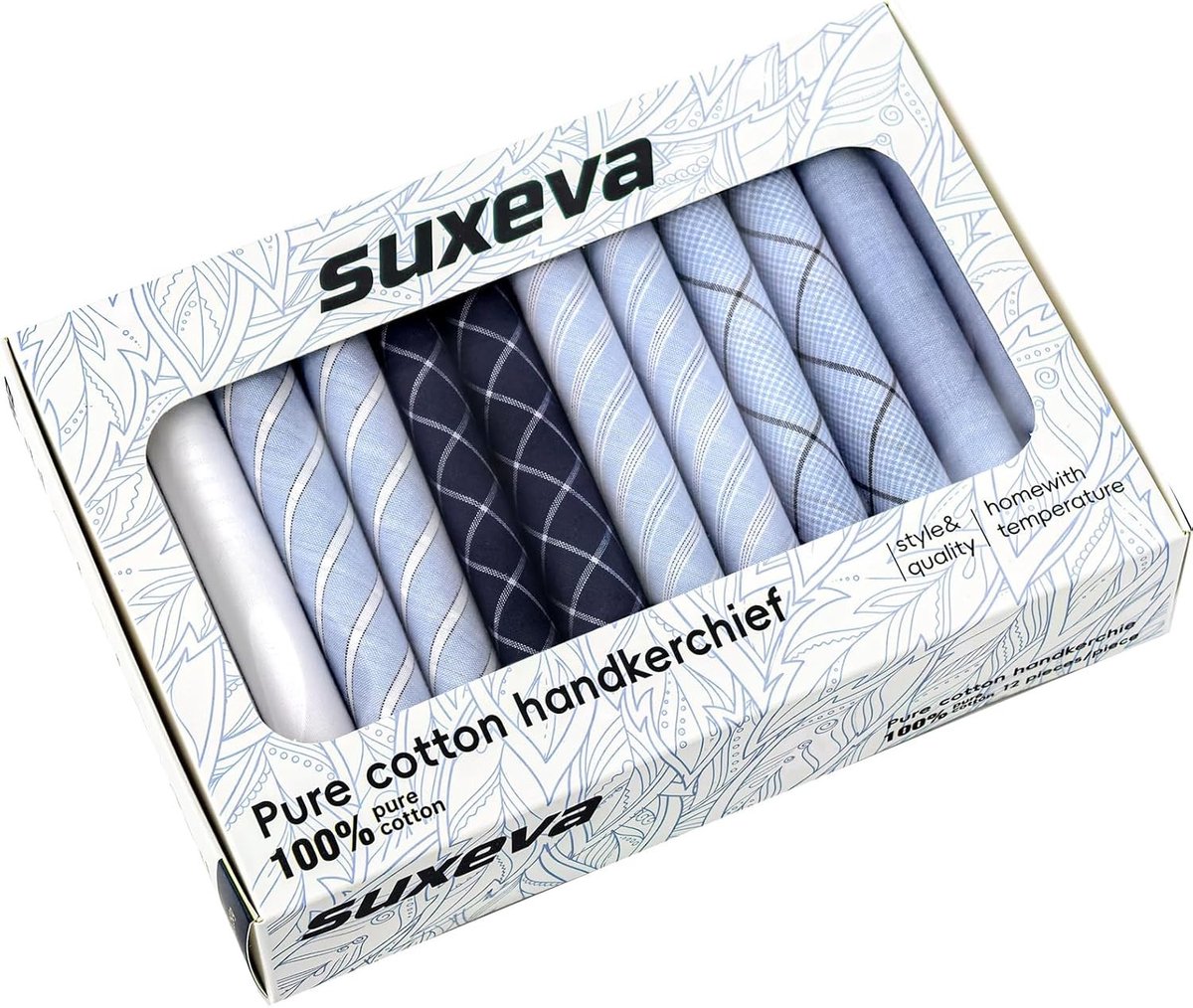 Cadeaus Katoenen Zakdoeken - Blauw - 12-pack - 100% Zacht Katoen - Voor Mannen en Vrouwen
