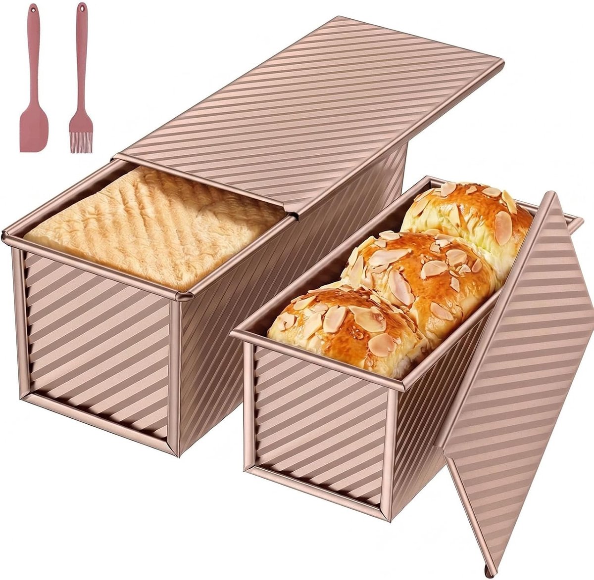Toastbrood Bakvorm - Zwart - 21 x 11,5 x 11 cm - Koolstofstaal met Deksel en Antiaanbaklaag - Voor Thuis en Professionele Bakkers