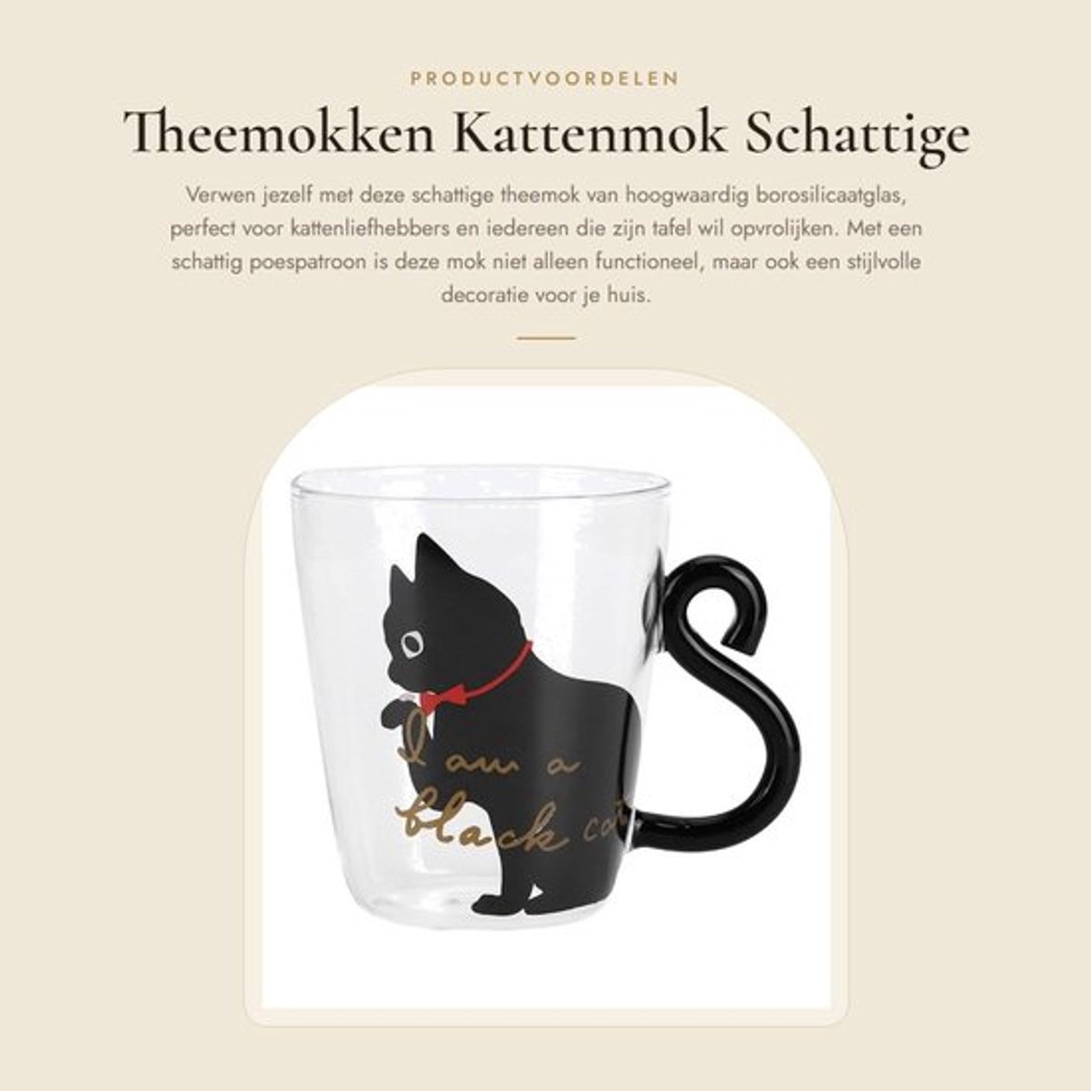 Theemokken Hoog Borosilicaatglas - Kattenpatroon - Transparant - Tafeldecoratie - Koffiedrinkervaring Verbeteren - Schattig Ontwerp - Kattenmok