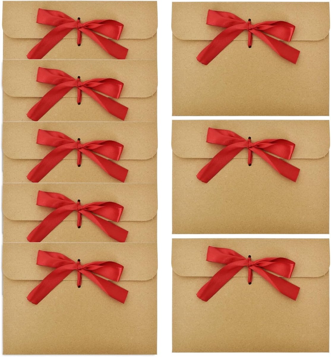 Enveloppen van Kraftpapier - Bourgondisch - 17,3 x 12,5 cm - Vintage met Lint - Voor Cadeaukaarten en Uitnodigingen