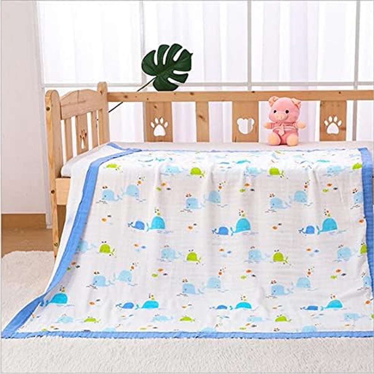 Baby badhanddoek - Baby deken Swaddle doek - Baby slapen - 6-laags bamboevezel - 110x120cm - Bloemenprint