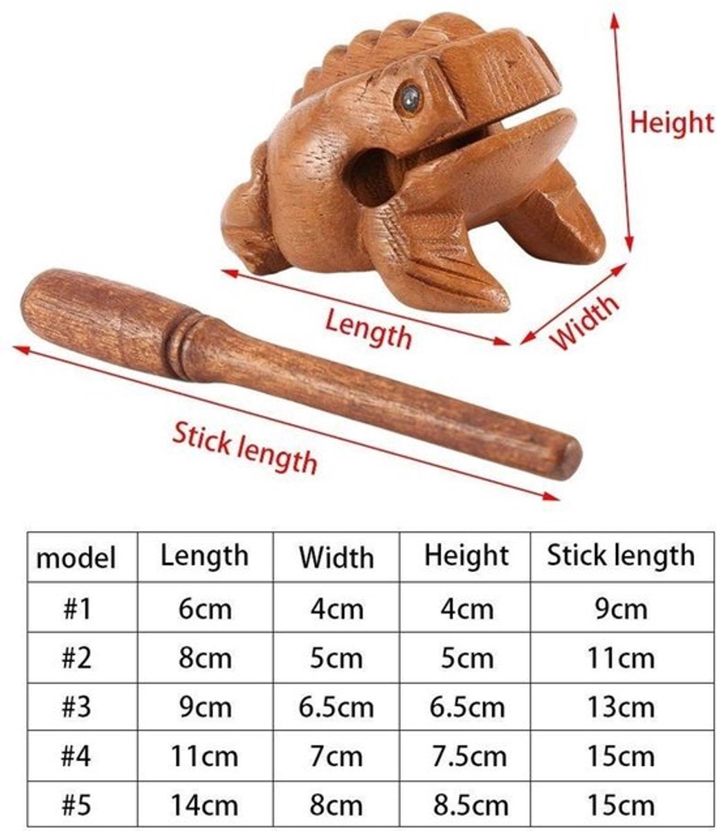 Houten Kikker Traditioneel Ambachtelijk - Decoratie - Muziekinstrument - Gelukskikker - 12,7 cm - Massief Hout