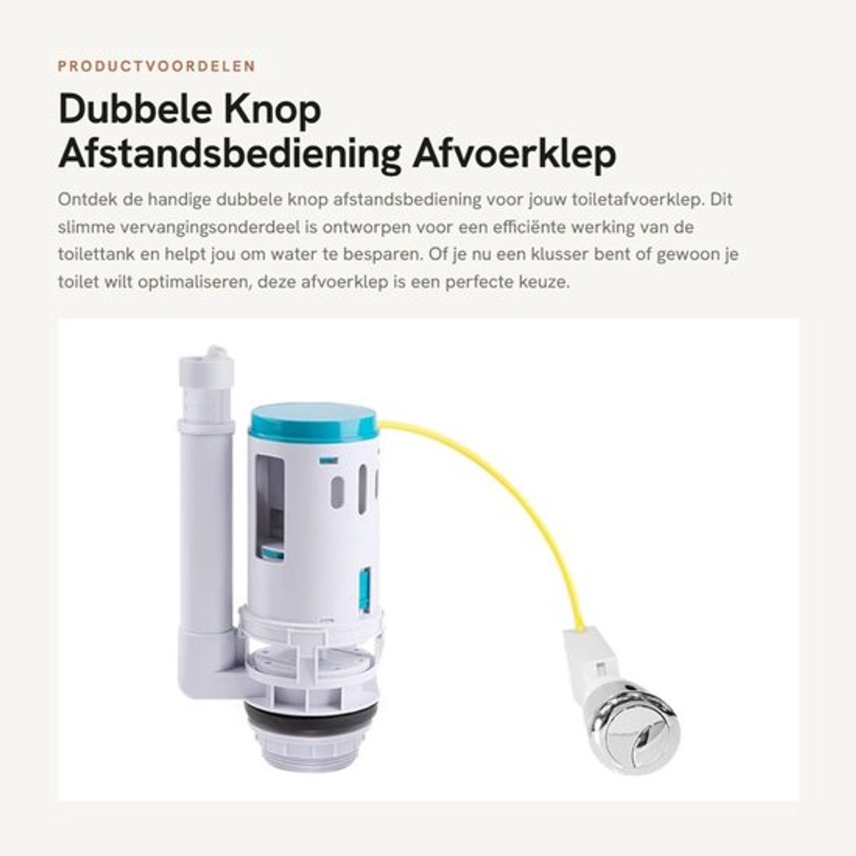 Afstandsbediening Dubbele Knop - Afvoerklep - Toilettank Accessoires - Vervangingsonderdelen - Hoogwaardig ABS - Instelbare Vulklephoogte 20-28 cm