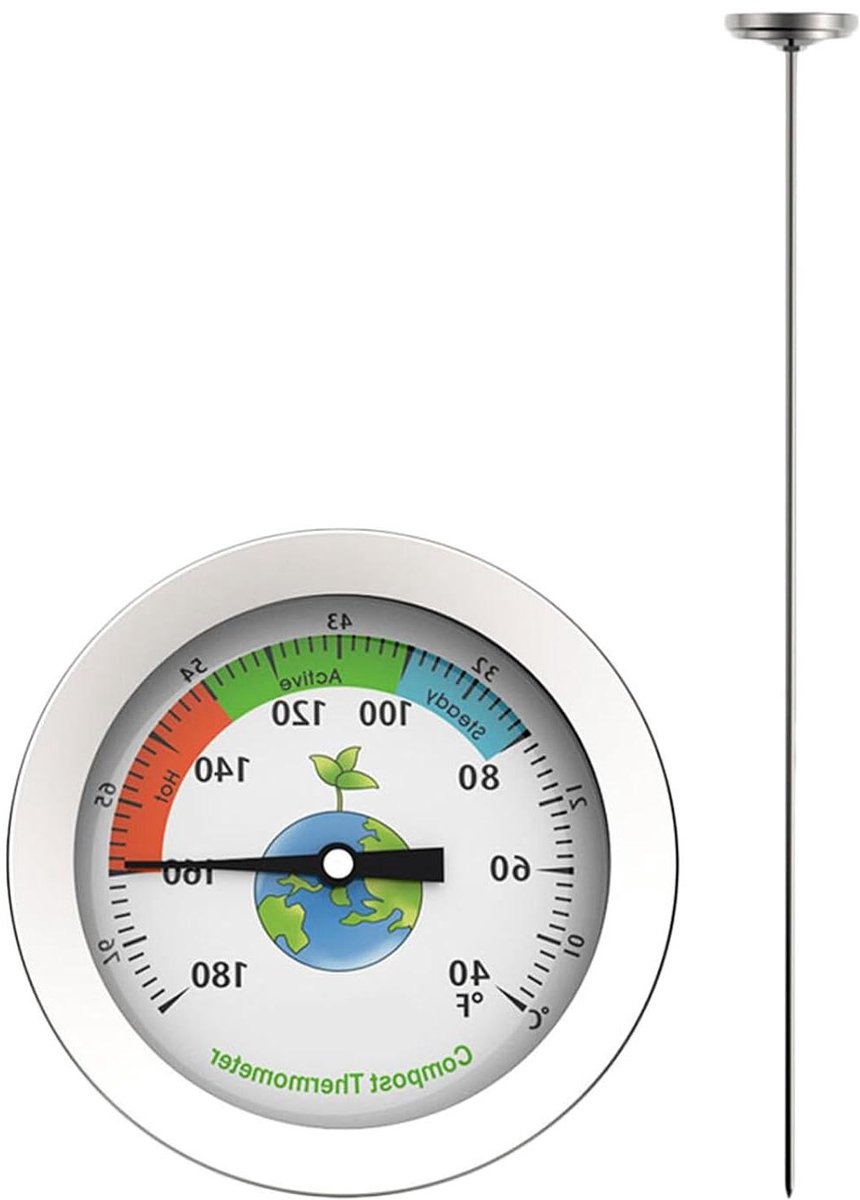Compostthermometer Bodemthermometer - Tuinthermometer Temperatuurmeter - Compost Meten - Roestvrijstalen Sonde - 20 inch - Zilver