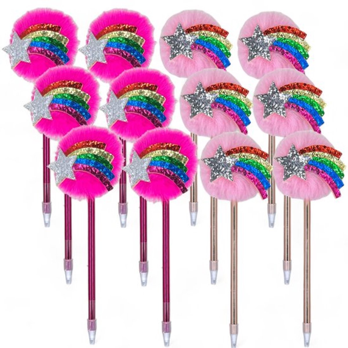 Balpen Pluizige PomPom - 21 cm - Kleurrijk - Trendy - Schrijfplezier - Lichte Ontwerp - Perfect voor School/Kantoor - Schrijfpennen