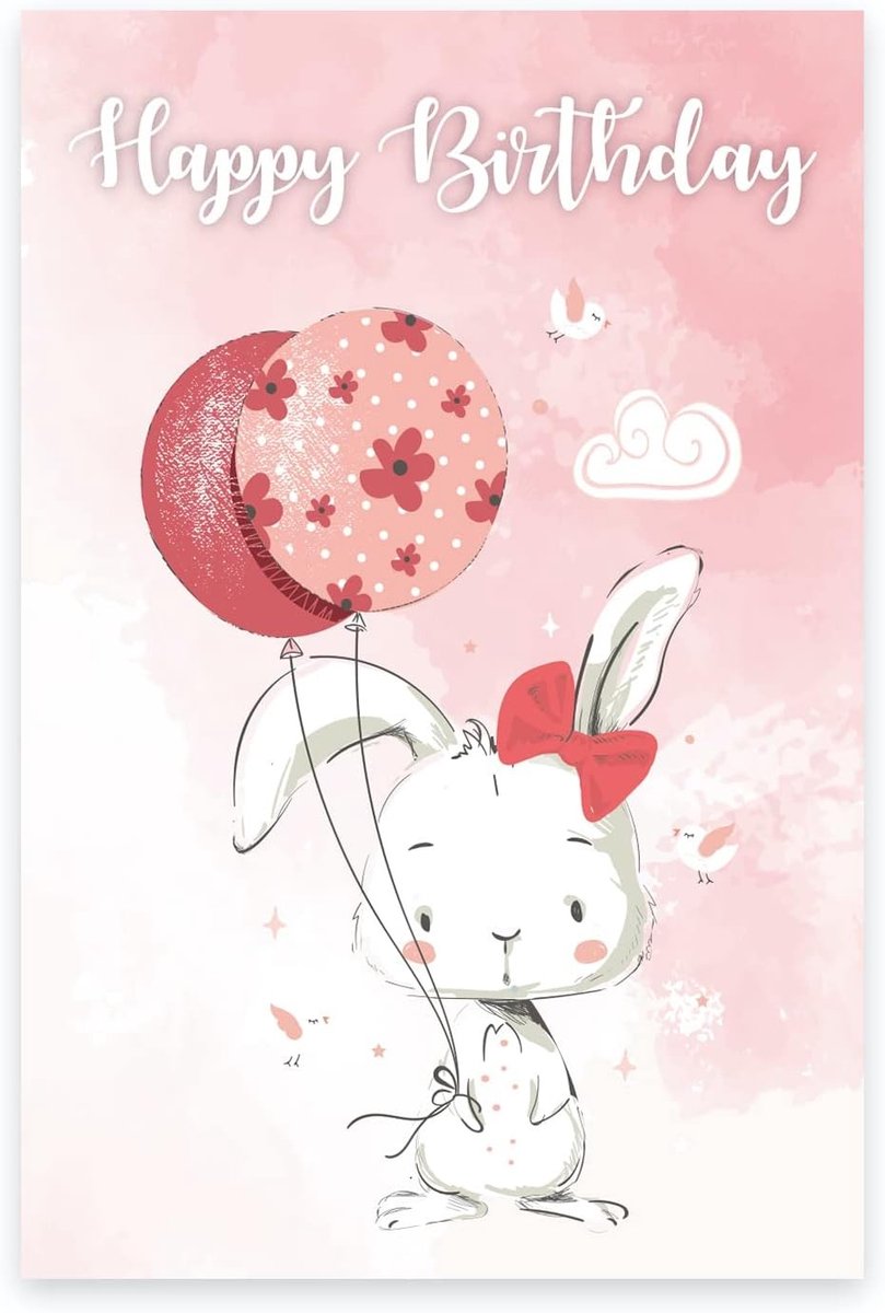Verjaardagskaart - Konijn - 12 x 18 cm - Premium Kwaliteit - Voor Verjaardagsgroeten
