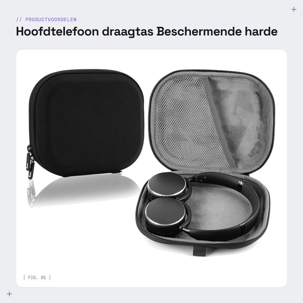 Dailygoods - Hoofdtelefoon draagtas - Beschermende harde reistas - Zwart - Opbergvak voor oplader - Geschikt voor diverse hoofdtelefoons - Compact for...